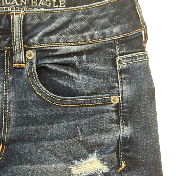 AE Outfitters Super Super Stretch Hi Rise Shortie Cut Off Jeans Shorts 2 - Picture 5 of 10